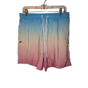 Silkworld Mens Ombre Gradient Swim Trunks Quick Dry Board Shorts Size M